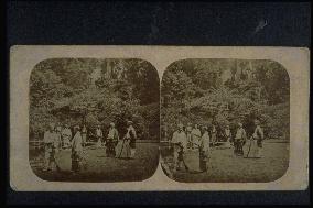 Gower and samurai in the garden of the British Legation (Tozenji Temple)