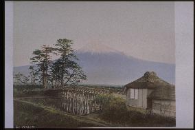 Mt. Fuji seen from a bridge on the Tokaido Road