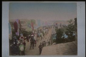 A procession of samurai warriors