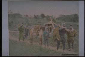 Farmers after cultivating the paddy field