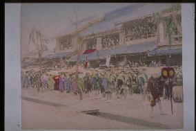 Daimyo Gyoretsu (a feudal lord's procession) and spectators