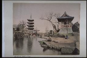 The hour bell and the five-story pagoda,Sensoji Temple