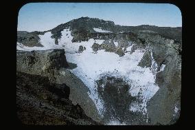 The volcanic crater of Mt. Fuji