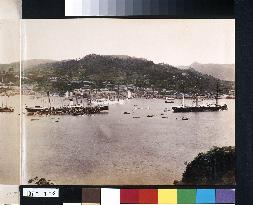 Panoramic view of Nagasaki Harbour from across the shore