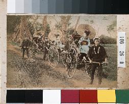 Girls on jinrikishas