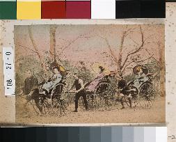 Girls on jinrikishas