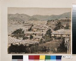 The Oura foreign settlement and Dejima seen from Minamiyamate