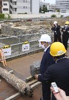 Japan PM Suga visits railway ruins in Tokyo