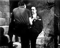 Director ROGER CORMAN with back to camera, producer SAMUEL Z