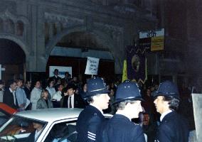 DEMONSTRATION OUTSIDE THE METRO CINEMA PROTESTING AT SCREEN