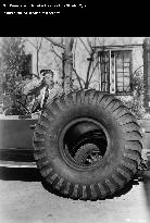 BOB BURNS astonished by  the size of the SIBERIAN TYRE