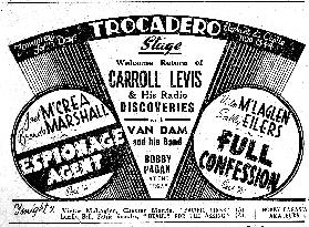 Ad for the TROCADERO CINEMA THEATRE, ELEPHANT AND CASTLE, LO