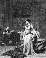 CLEOPATRA BEFORE JULIUS CAESAR an engraving from the origina