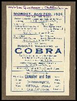 PAGE OF A PROGRAMME FOR A SHOWING OF COBRA, showing the supp