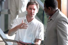 From left: Director Kevin Macdonald and Forest Whitaker on t
