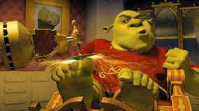 Shrek (MIKE MYERS) begrudgingly submits to a royal primping