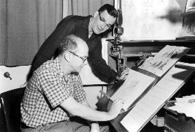 Animators FRANK THOMAS, OLLIE JOHNSTON working on SLEEPING B