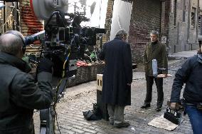 TOM WILKINSON and GEORGE CLOONEY film on a Tribeca street MI
