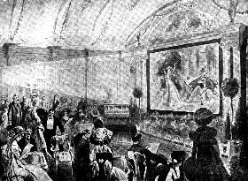 EARLY FILM SCREENING A 1911 illustration of the showrooms of