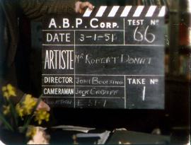 CLAPPERBOARD for a ROBERT DONAT TEST connected with THE MAGI