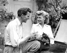 MICHAEL RENNIE and YOLANDE DONLAN relaxing between scenes