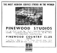 Advertisement for PINEWOOD STUDIOS, Iver, Buckinghamshire c1