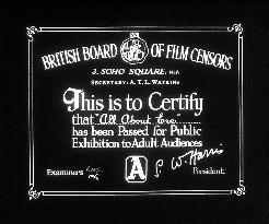 A censor's certificate for ALL ABOUT EVE