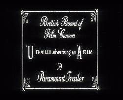 A censor's tab from a CinemaScope trailer, showing the squee