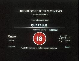 BRITISH 18 CERTIFICATE FOR 'QUERELLE'