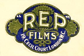 R E P FILMS LOGO locating the firm in Cecil Court, off Chari