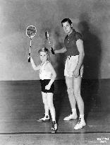 JACKIE COOPER and JOHNNY WEISSMULLER playing squash