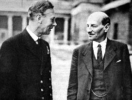 King George VI and Clement Attlee, Buckingham Palace, 1945.