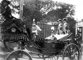 Prince Hirohito of Japan in his carriage, 1916