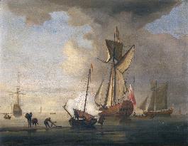 Small English Ship Firing a Salute - Van de Velde