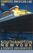 Hamburg American line passenger ship poster