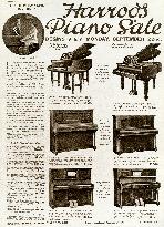 Advert for Harrods piano sale 1919
