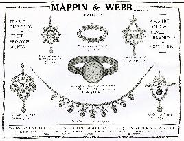 Advert for Mappin &amp; Webb pearl and diamond jewellery 1912