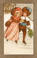 Christmas children skating by Florence Hardy