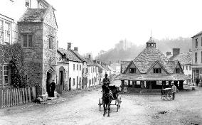 Dunster, Market House and the Castle c1880