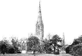 Salisbury, the Cathedral from the Palace Grounds 1887