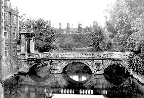 Cambridge, St John's College Old Bridge 1890