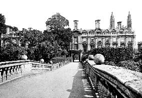 Cambridge, Clare College from Bridge 1890