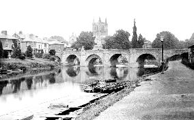 Hereford, the Cathedral and Wye Bridge 1890