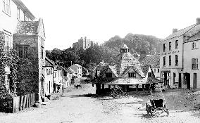 Dunster, the Market House and Castle 1890