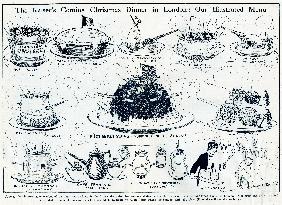 Cartoon, The Kaiser's Christmas Dinner in London, WW1
