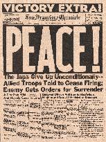 1945 San Francisco Chronicle World War Two ends and VJ Day
