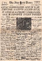 1945 New York Times World War Two ends and VJ Day