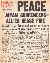 1945 Daily Mirror World War Two ends and VJ Day
