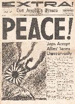 1945 Los Angeles Times World War Two ends and VJ Day