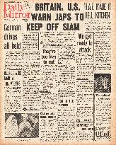 1941 Daily Mirror Britain and US warn Japan over Thailand
